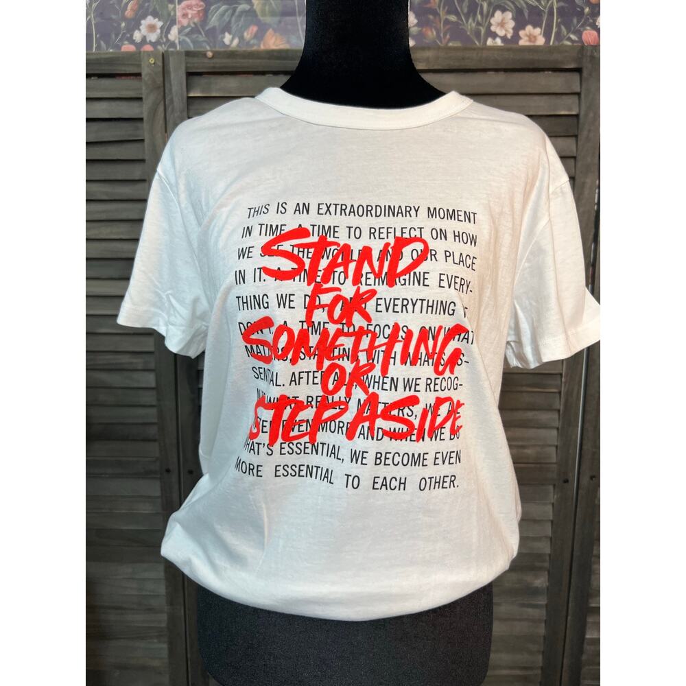 Kenneth Cole VoiceWear White Stand For Something Graphic Tee Medium NWT Cotton - Picture 2 of 7
